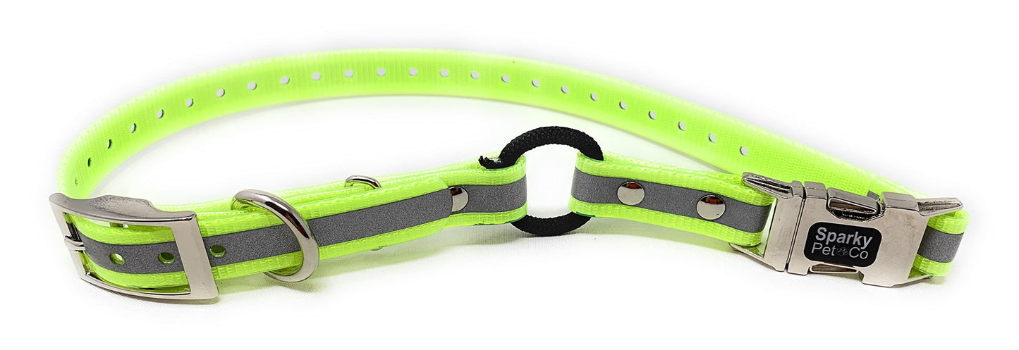 Sparky Pet Co 3/4"Zeus ECollar Replacement Strap Bungee DoubleBuckle Metal Clasp - Reflective Yellow