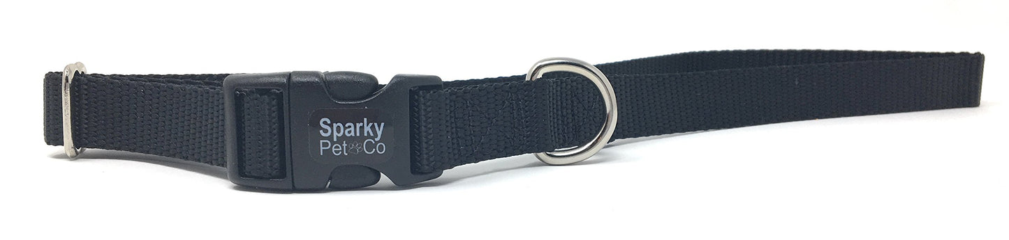 Sparky PetCo 3/4" Universal Clip-N-Go Adjustable Nylon Dog Collars - Black