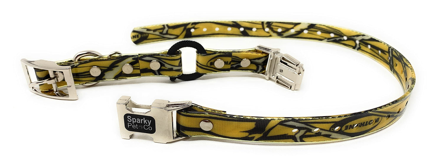 Sparky Pet Co 1" Zeus ECollar Replacement Strap Bungee Double Buckle Metal Clasp - Yellow Camo