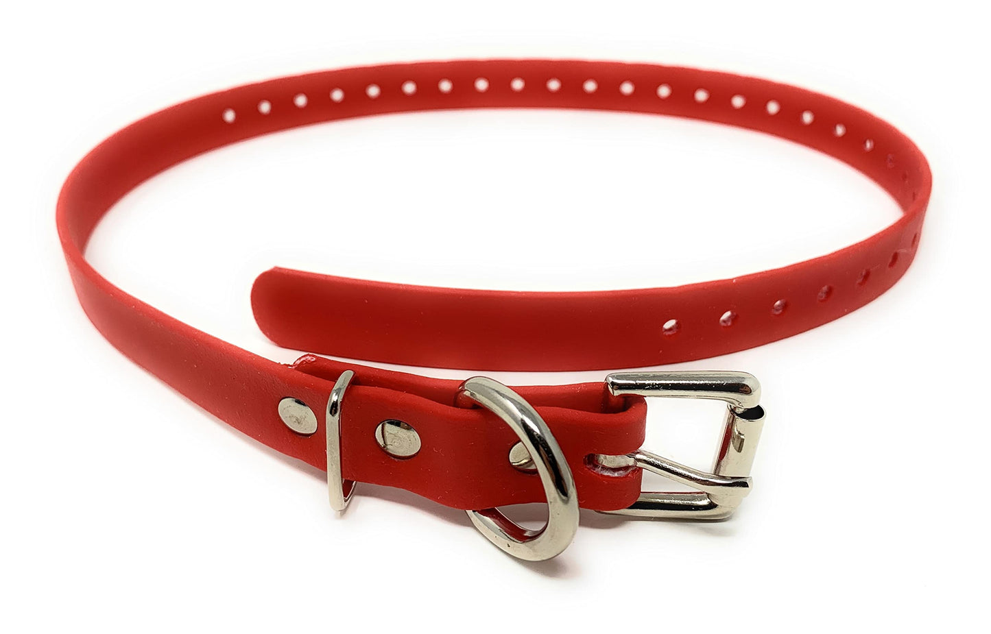 (2) Sparky Pet Co 3/4" Waterproof Biothane Roller Buckle E Collar Receiver Replacement Strap - 2 - Red/Teal