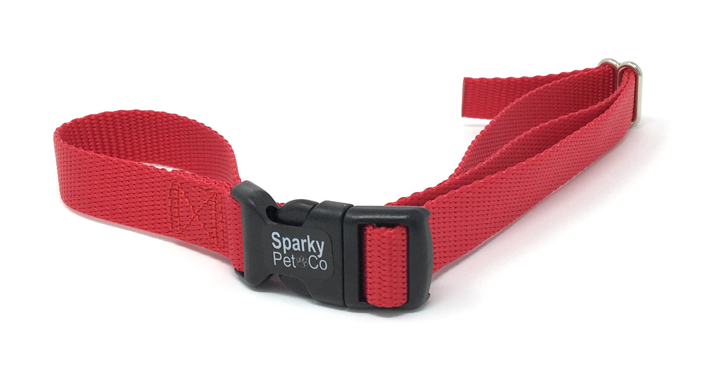 Sparky PetCo Compatible with Petsafe Solid 3/4" Heavy Duty Nylon 2 Strap Set - Red/Green