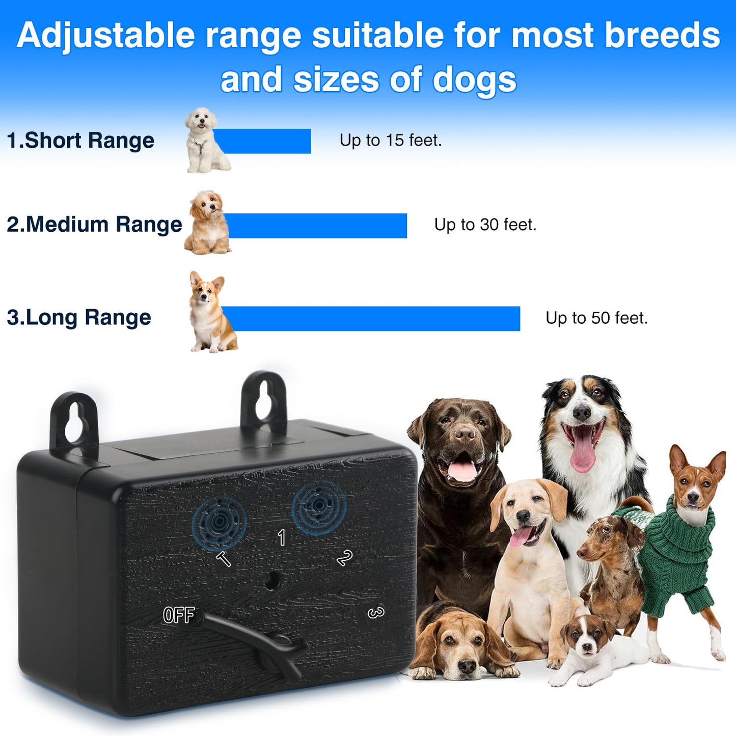 Anti Barking Device for Dogs Ultrasonic Bark Box Dog Barking Deterrent Devices with 3 Modes Waterproof Stop Barking Dog Devices for Indoor & Outdoor Dogs Safe for Human Dog