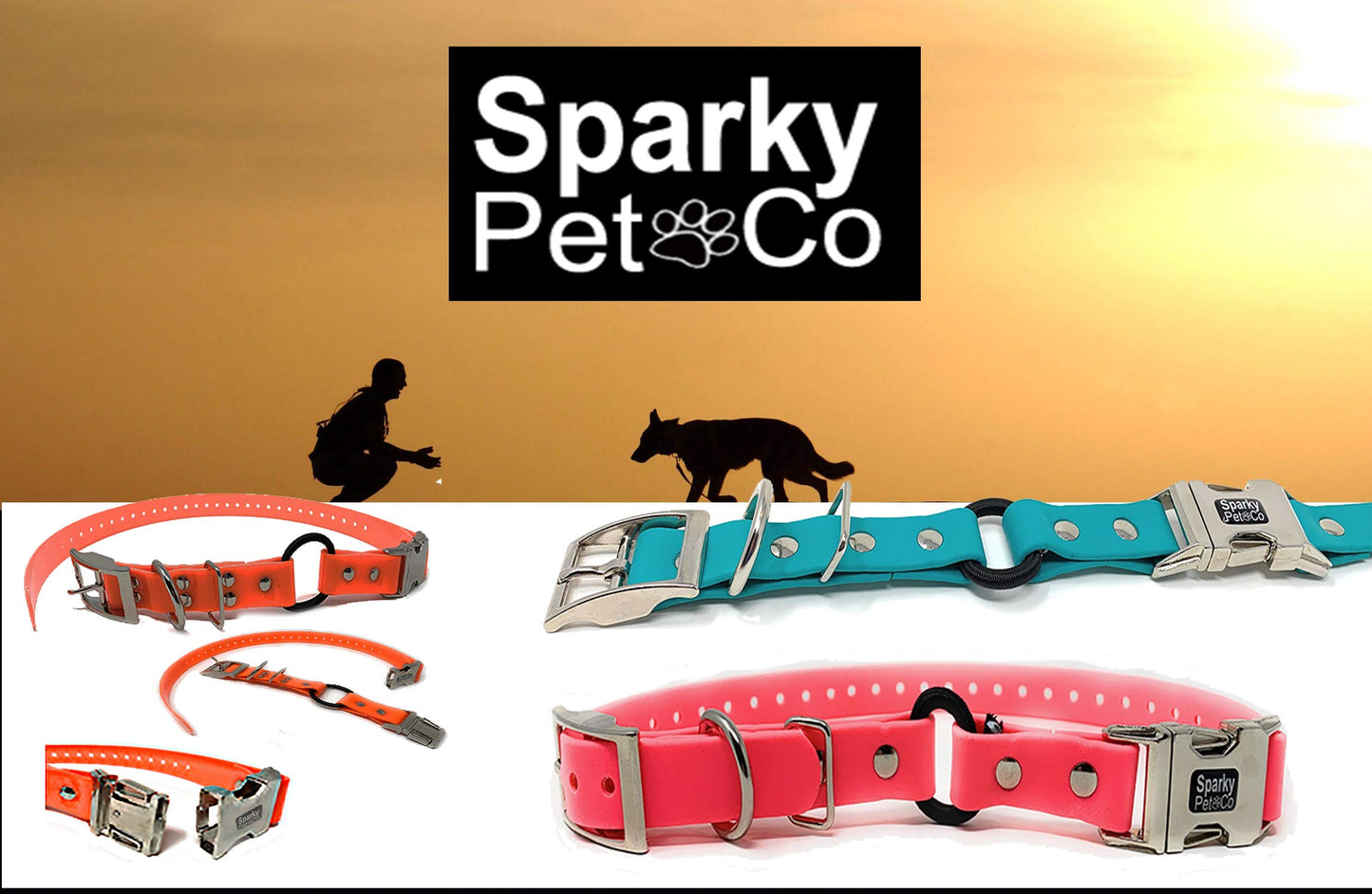 Sparky Pet Co 3/4" Zeus Waterproof Biothane Bungee Double Buckle E Collar Receiver Replacement Strap- Neon Pink