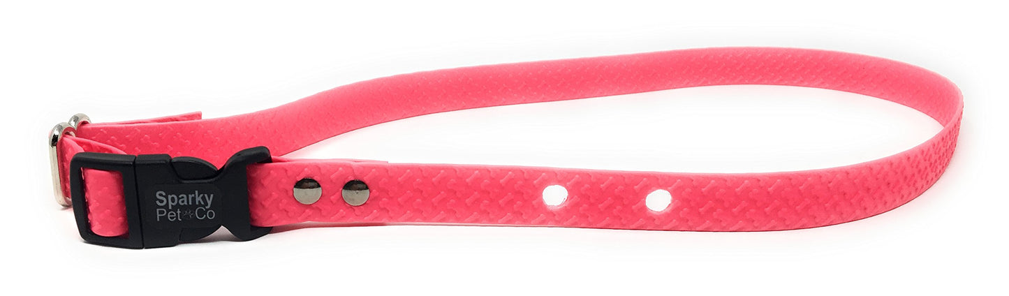 Sparky Pet Co 2 Hole 1.25" Biothane Bone Embossed Dog Strap 1" (Pink)