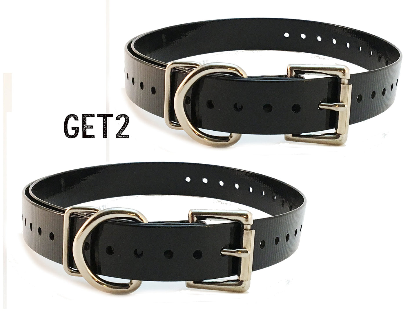 (2)Sparky Pet Co 3/4" Black Nylon Dog Strap, set of 2 - Black