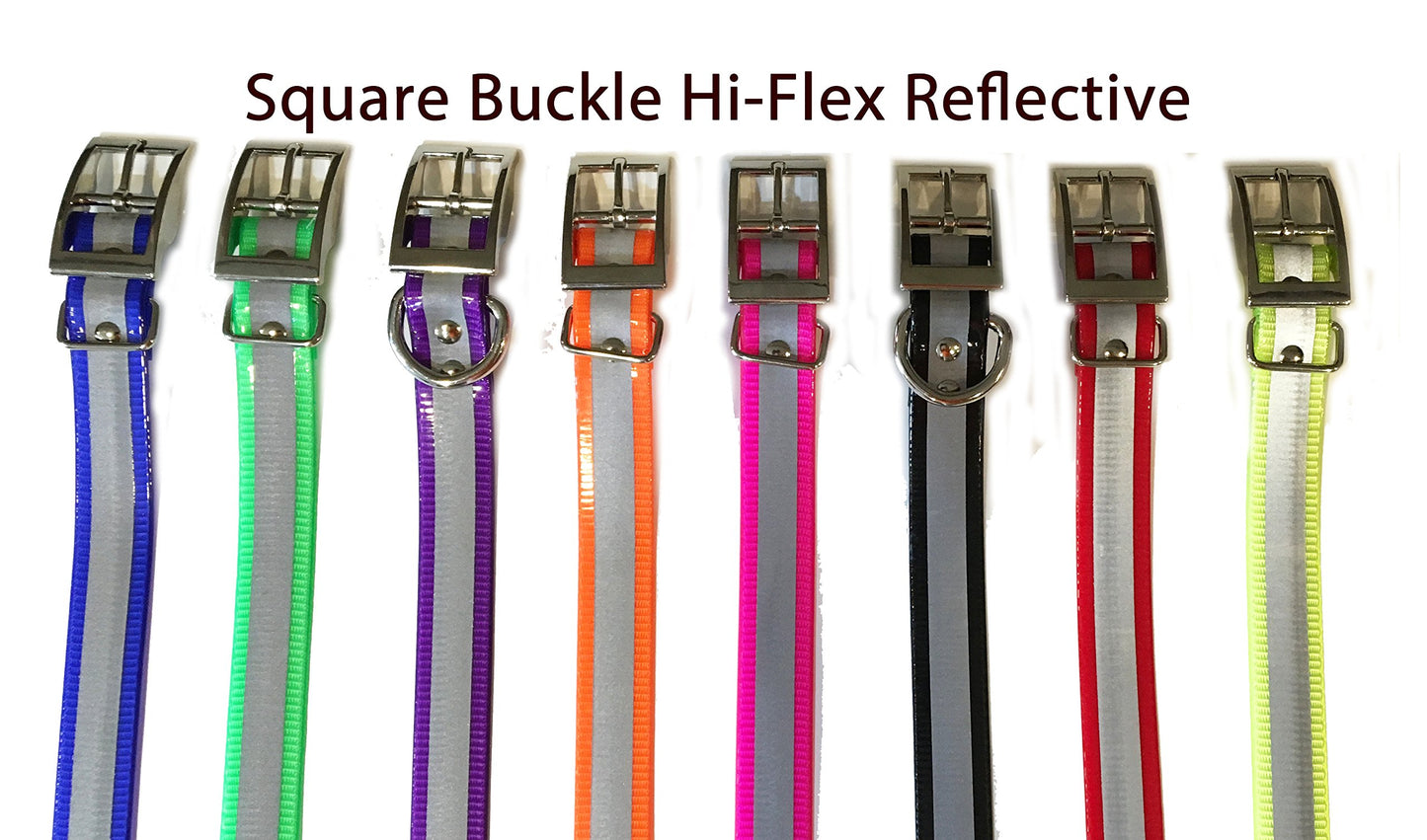 Sparky Pet Co 1" Square Buckle High Flex Waterproof Dog Collar - Reflective Black
