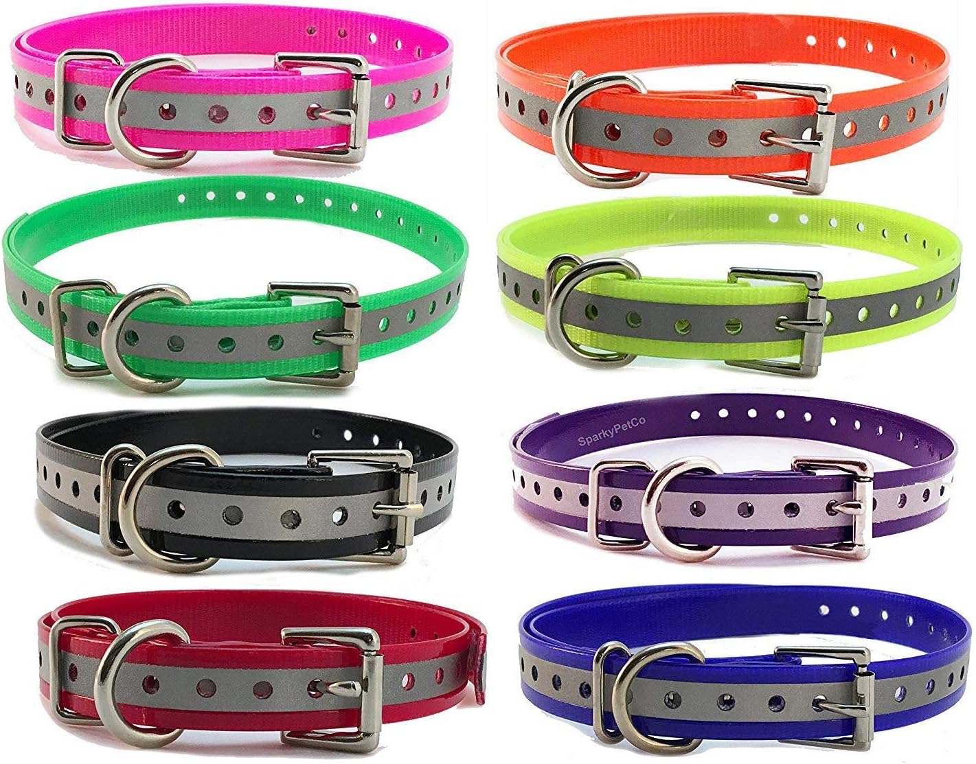 Sparky Pet Co 3/4" Square Buckle High Flex Dog Strap For Garmin Dogtra - Reflective Pink