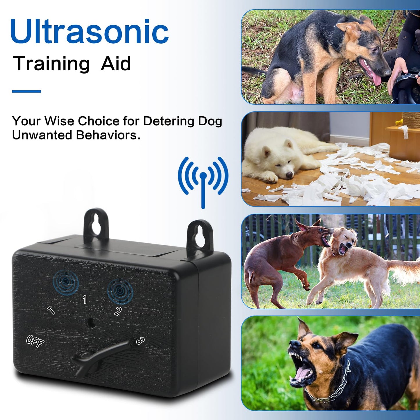 Anti Barking Device for Dogs Ultrasonic Bark Box Dog Barking Deterrent Devices with 3 Modes Waterproof Stop Barking Dog Devices for Indoor & Outdoor Dogs Safe for Human Dog