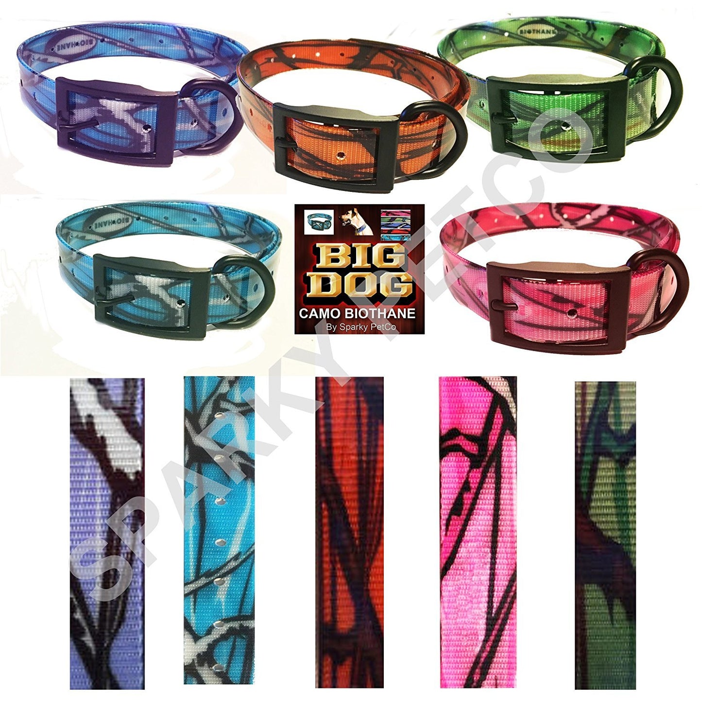Sparky Pet Co 1" Heavy Duty Biothane Camo Replacement Strap Compatible
