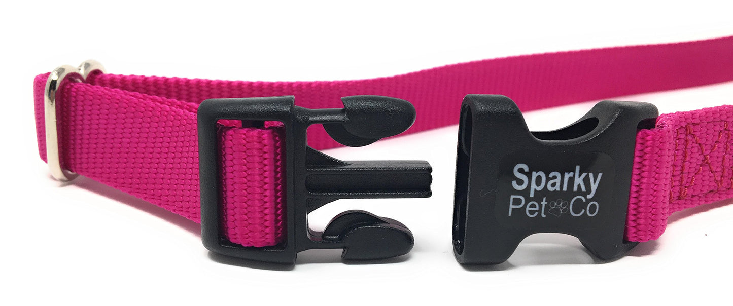 Solid Nylon Dog 3/4" Replacement Collar for No Bark, Wireless Fence In Ground - Raspberry/Teal