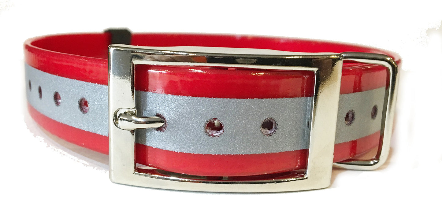 Sparky Pet Co 1" Square Buckle High Flex Replacement Dog Collar - Reflective Red