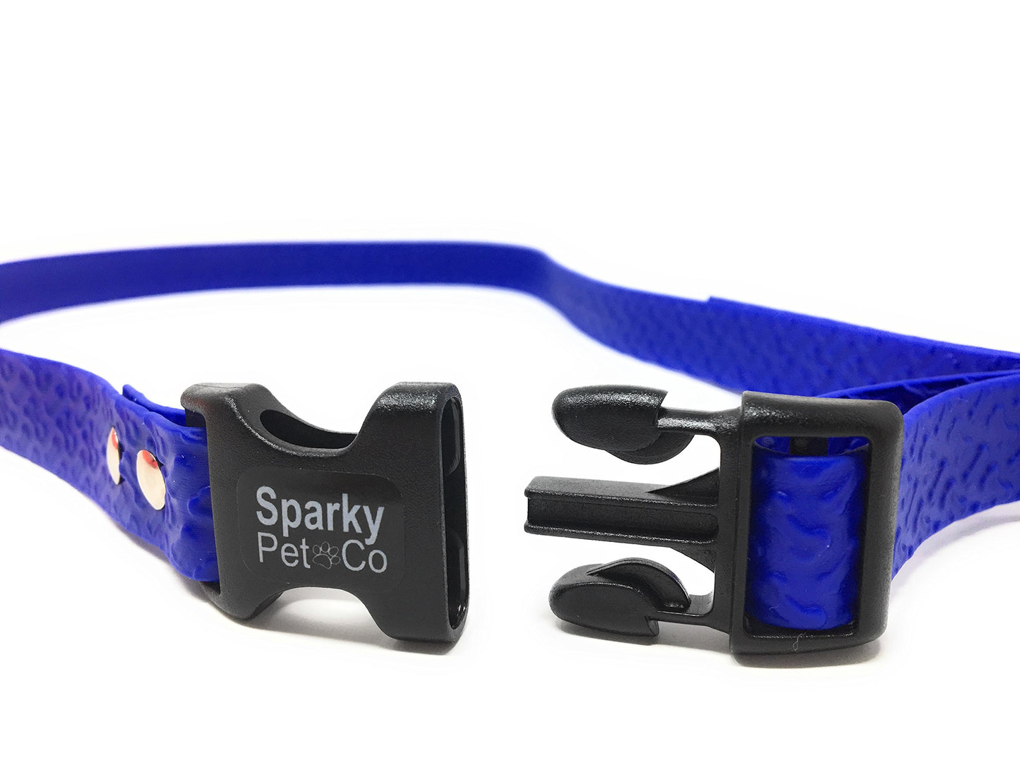 1" 2 Hole 1.25" Biothane Universal Bone Pattern Embossed Dog Strap 1" (Blue)