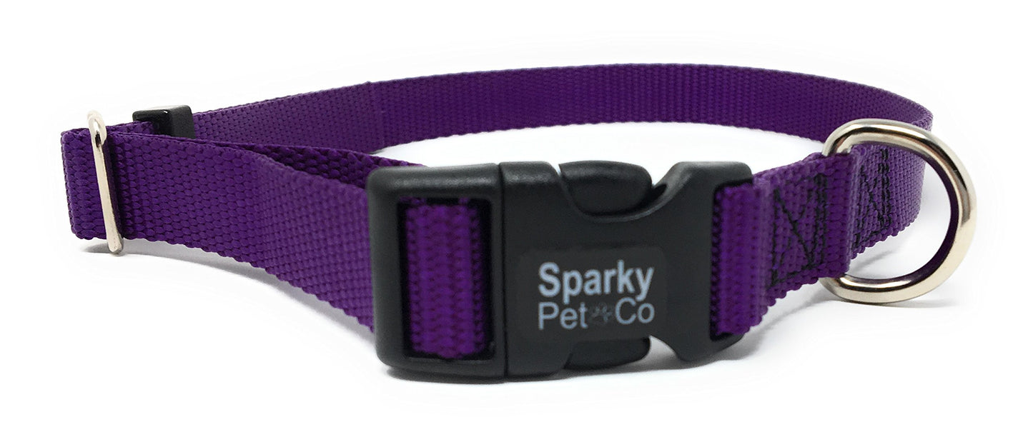 Sparky Pet Co Sturdy Nylon Heavy Duty Clip and Go Dog Collar 3/4" & 1" Sizes