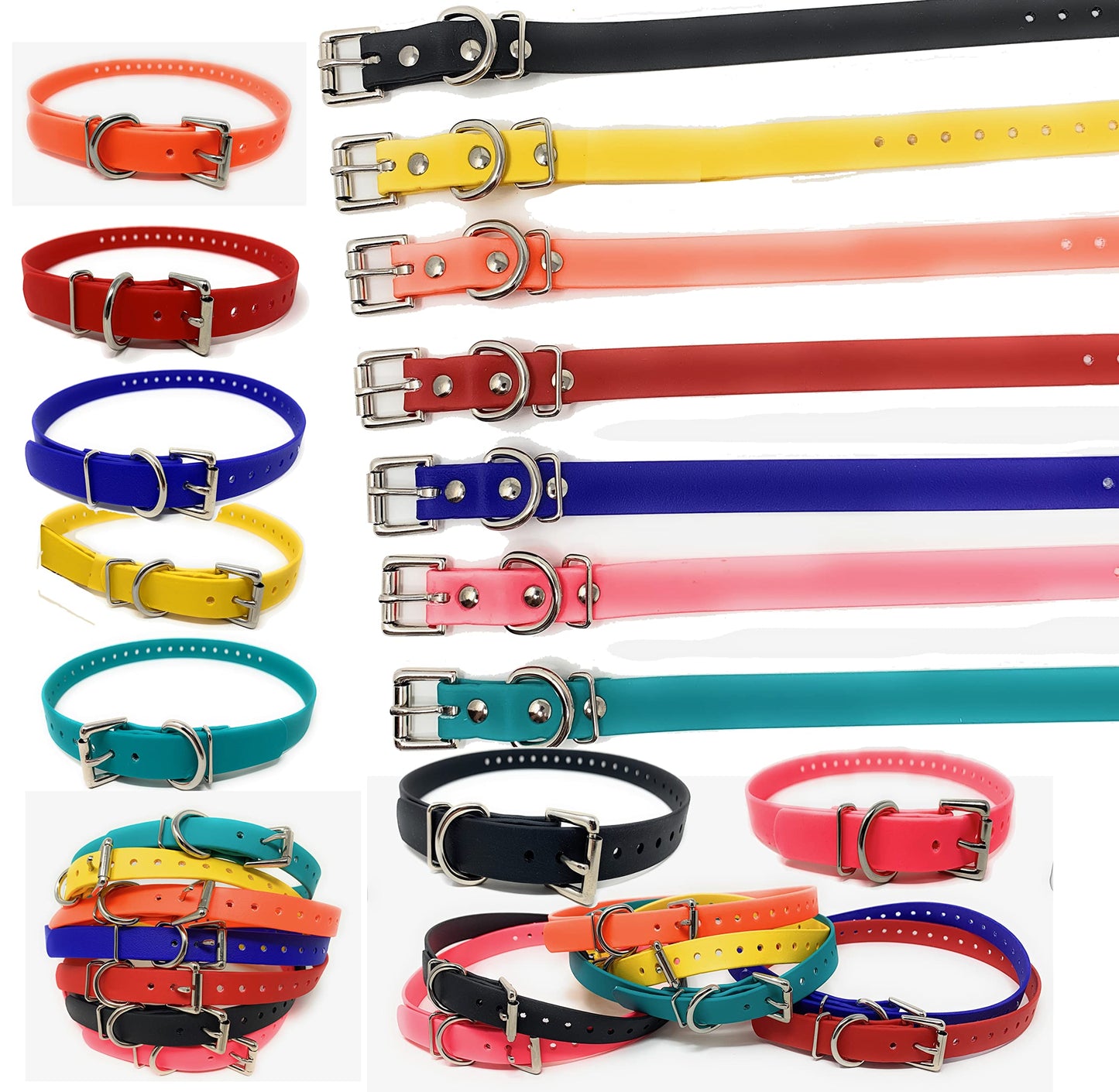 (2) Sparky Pet Co 3/4" Waterproof Biothane Roller Buckle E Collar Receiver Replacement Strap - 2 - Red/Teal