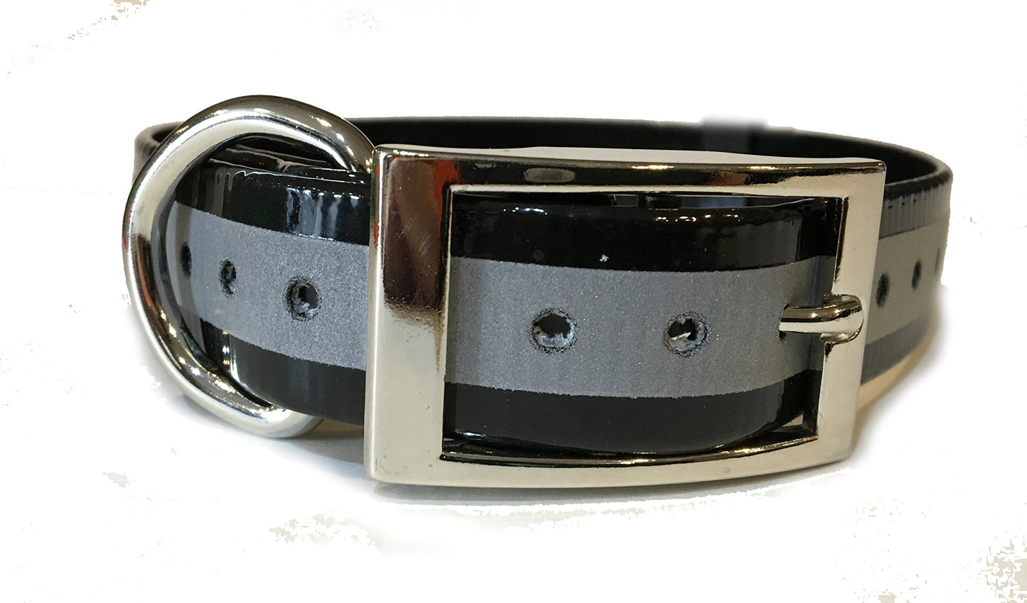 Sparky Pet Co 1" Square Buckle High Flex Waterproof Dog Collar - Reflective Black