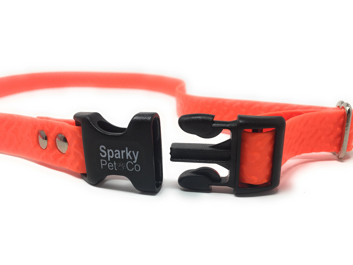 Sparky PetCo Biothane Universal Bone Pattern Embossed Dog Strap 3/4" Neon Orange