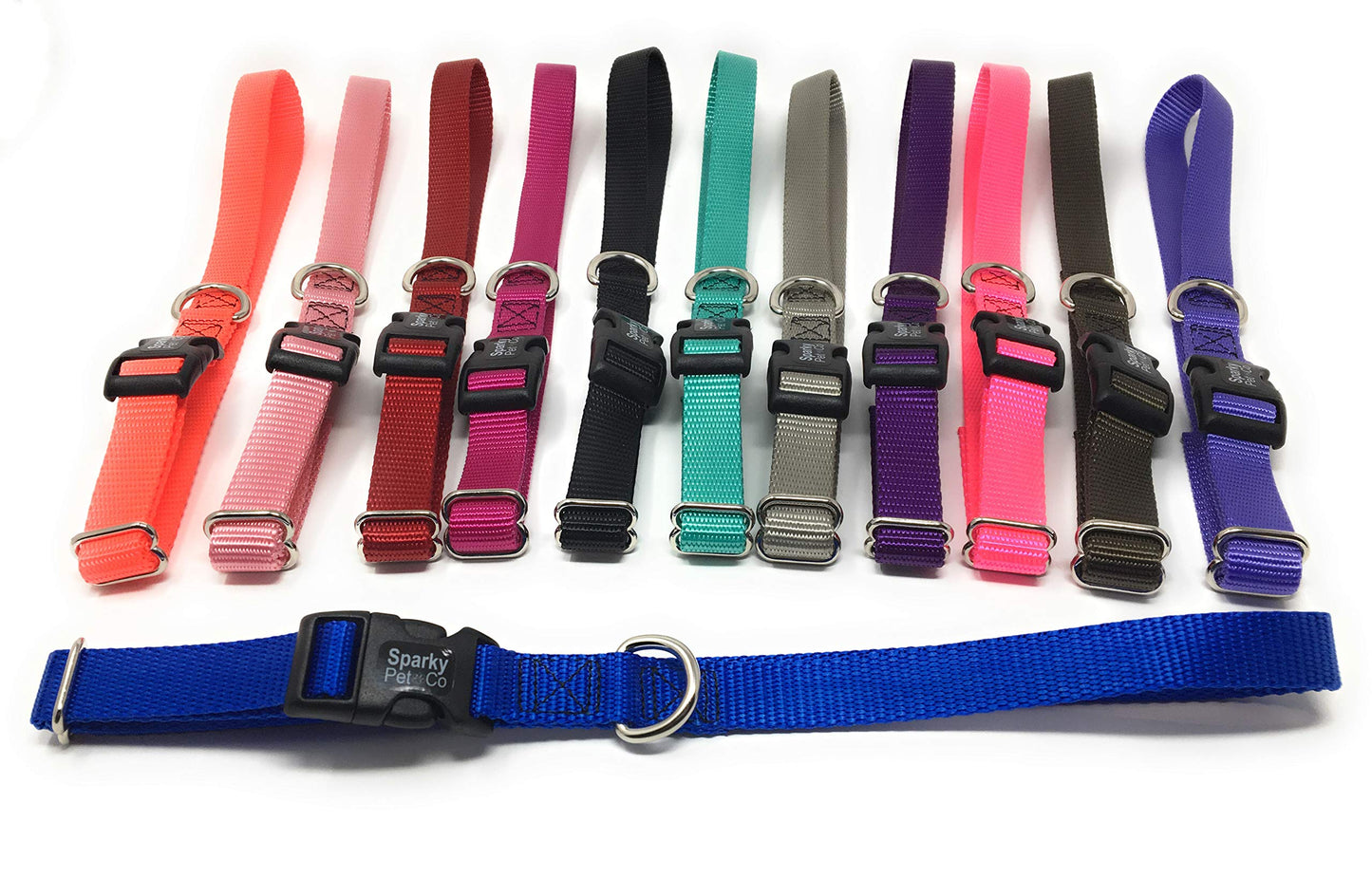 Sparky Pet Co Sturdy Nylon Heavy Duty Clip and Go Dog Collar 3/4" & 1" Sizes