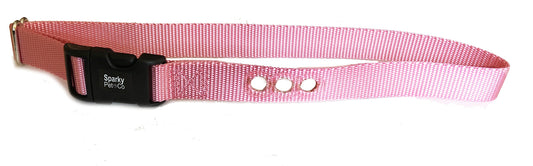 Sparky Pet Co 1” Nylon 3-Hole Consecutive Dog Fence E-Collar Receiver Strap – Universal Fit for Bark Training Systems - Light Pink