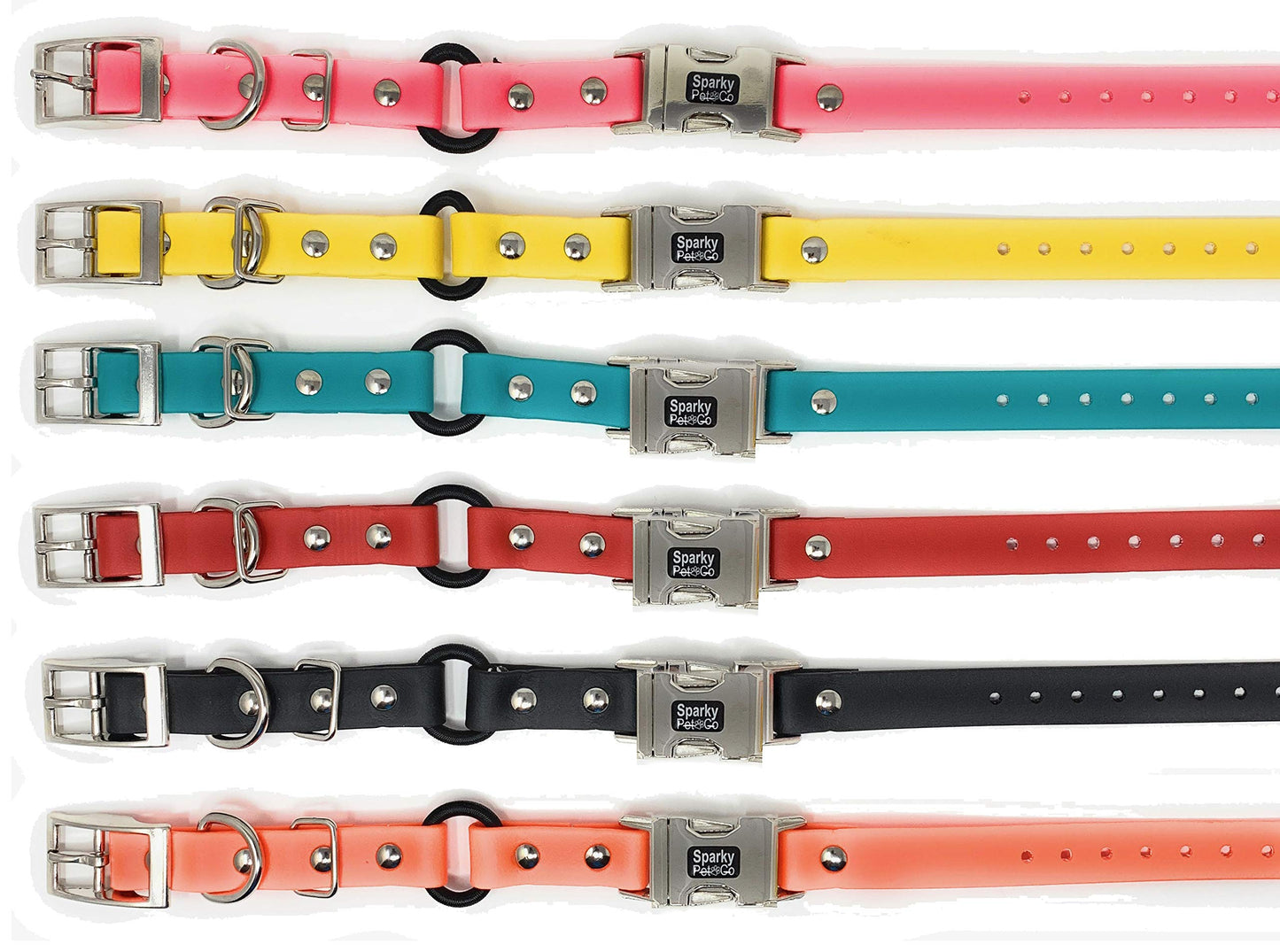 Sparky Pet Co 3/4" Zeus Waterproof Biothane Bungee Double Buckle E Collar Receiver Replacement Strap- Neon Pink