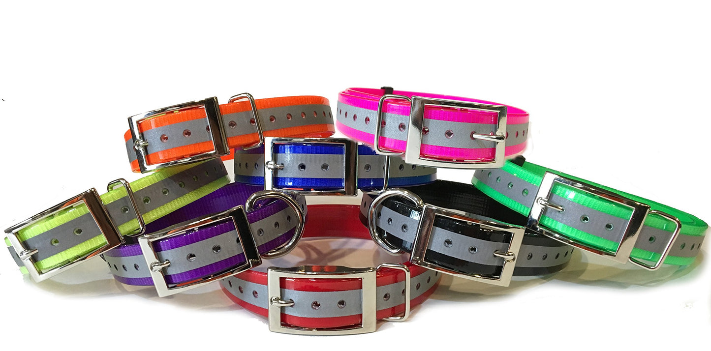 Sparky Pet Co 1" Square Buckle High Flex Replacement Dog Collar - Reflective Red