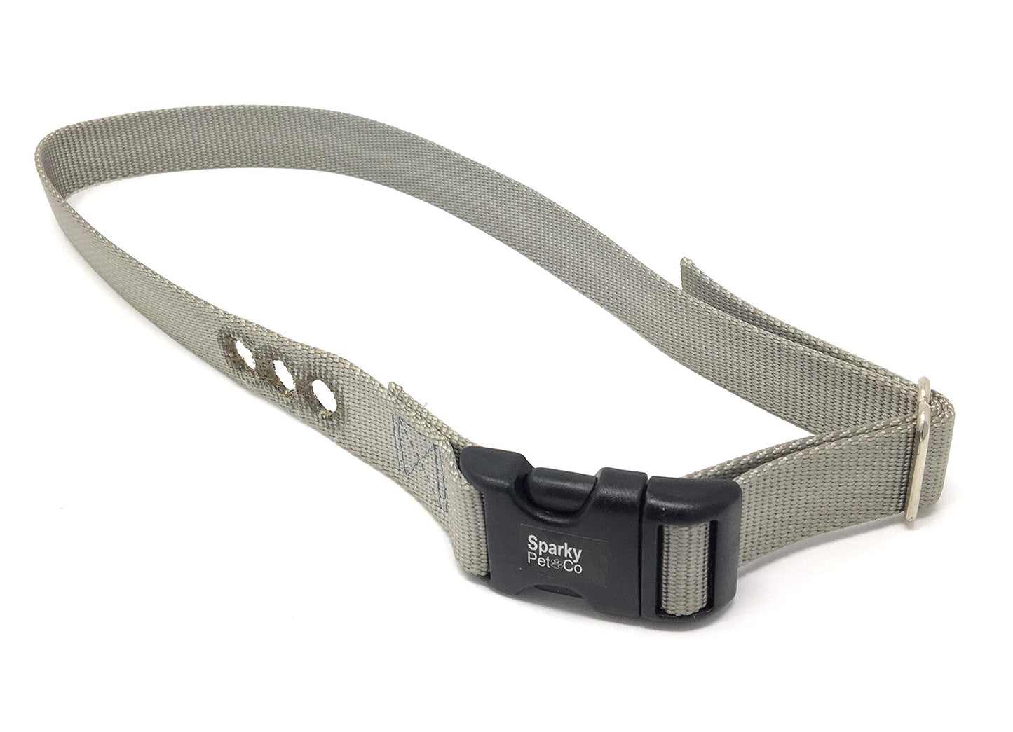 Sparky Pet Co 1” Nylon 3-Hole Consecutive Dog Fence E-Collar Receiver Strap – Universal Fit for Bark Training Systems - Silver Grey