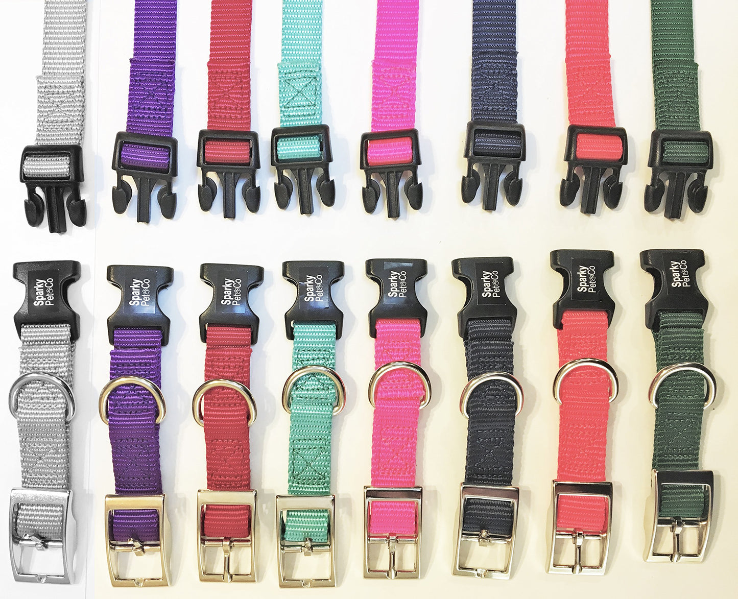 Sparky Pet Co 1" ECollar Replacement Strap Double Buckle Nylon Metal Clasp - Black
