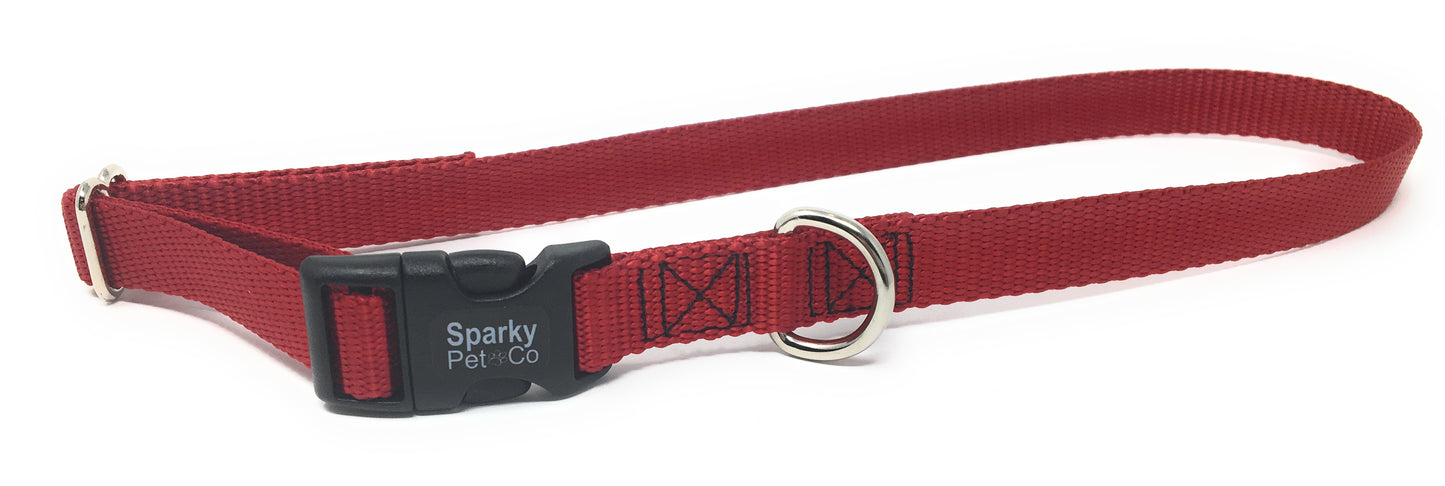 Sparky Pet Co 3/4" Universal Clip-N-Go Adjustable Nylon Dog Collars - Red