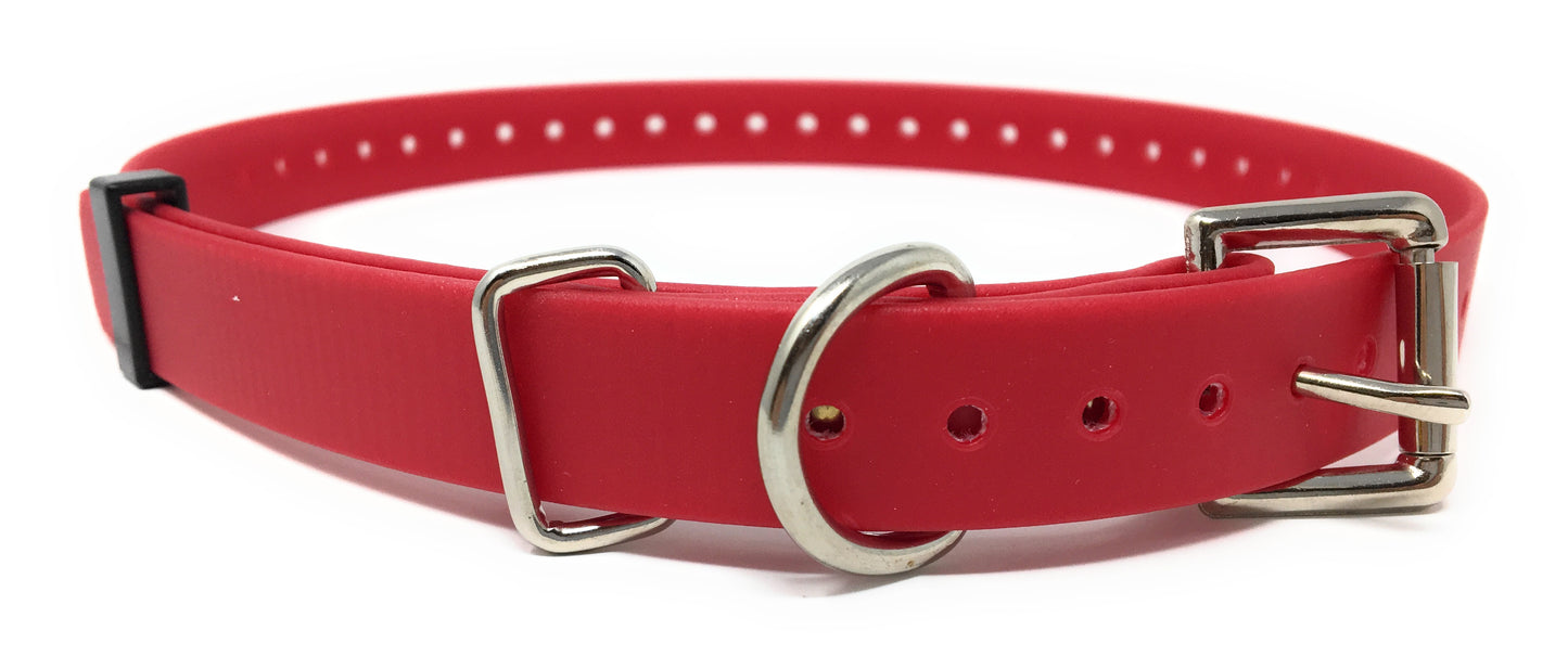(2) Sparky Pet Co 3/4" Waterproof Biothane Roller Buckle E Collar Receiver Replacement Strap - 2 - Red/Teal