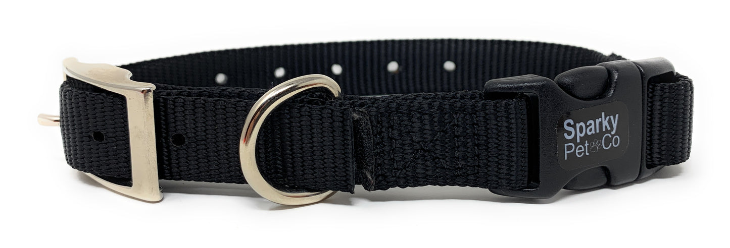 Sparky Pet Co 3/4" / 1" ECollar Replacement Strap - Easy Release Double Buckle Dog Collar - Rugged Nylon - Adjustable - D Ring - Quick Release Metal Clasp - for Invisible Fence Systems (Variants)