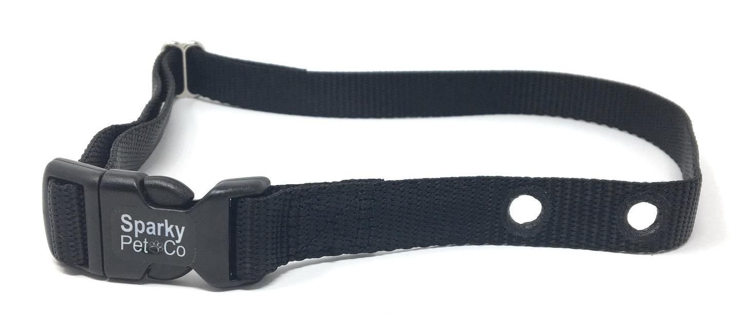 Sparky Pet Co 3/4" Nylon E-Collar Replacement Strap – 2-Hole 1 5/8" Apart – Universal Fit for Dog Fence Systems - Black