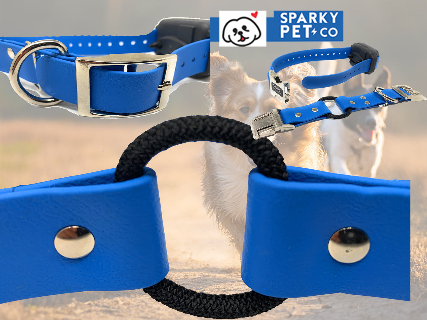 Sparky Pet Co 3/4" Zeus Waterproof Biothane Bungee E Collar Receiver Replacement Strap - Blue