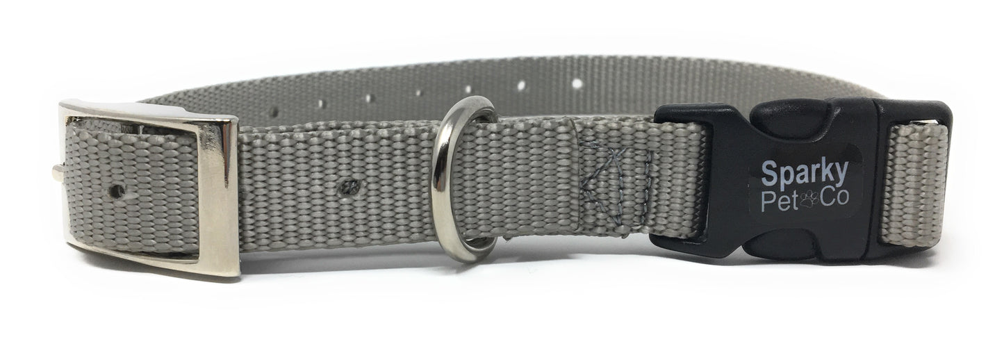 Sparky Pet Co 3/4" / 1" ECollar Replacement Strap - Easy Release Double Buckle Dog Collar - Rugged Nylon - Adjustable - D Ring - Quick Release Metal Clasp - for Invisible Fence Systems (Variants)