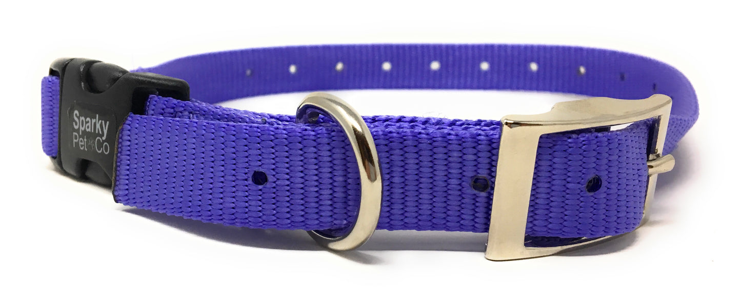 Sparky Pet Co 3/4" / 1" ECollar Replacement Strap - Easy Release Double Buckle Dog Collar - Rugged Nylon - Adjustable - D Ring - Quick Release Metal Clasp - for Invisible Fence Systems (Variants)