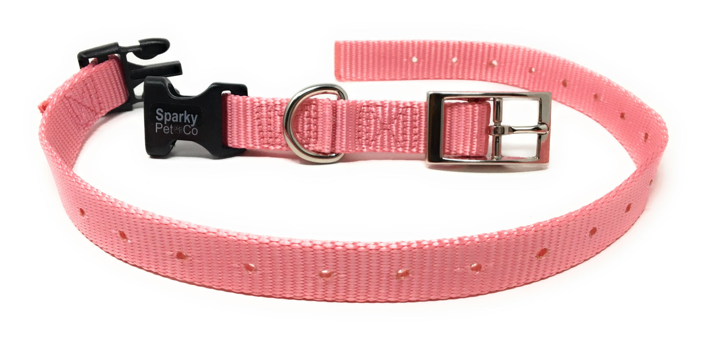 Sparky Pet Co 3/4" / 1" ECollar Replacement Strap - Easy Release Double Buckle Dog Collar - Rugged Nylon - Adjustable - D Ring - Quick Release Metal Clasp - for Invisible Fence Systems (Variants)