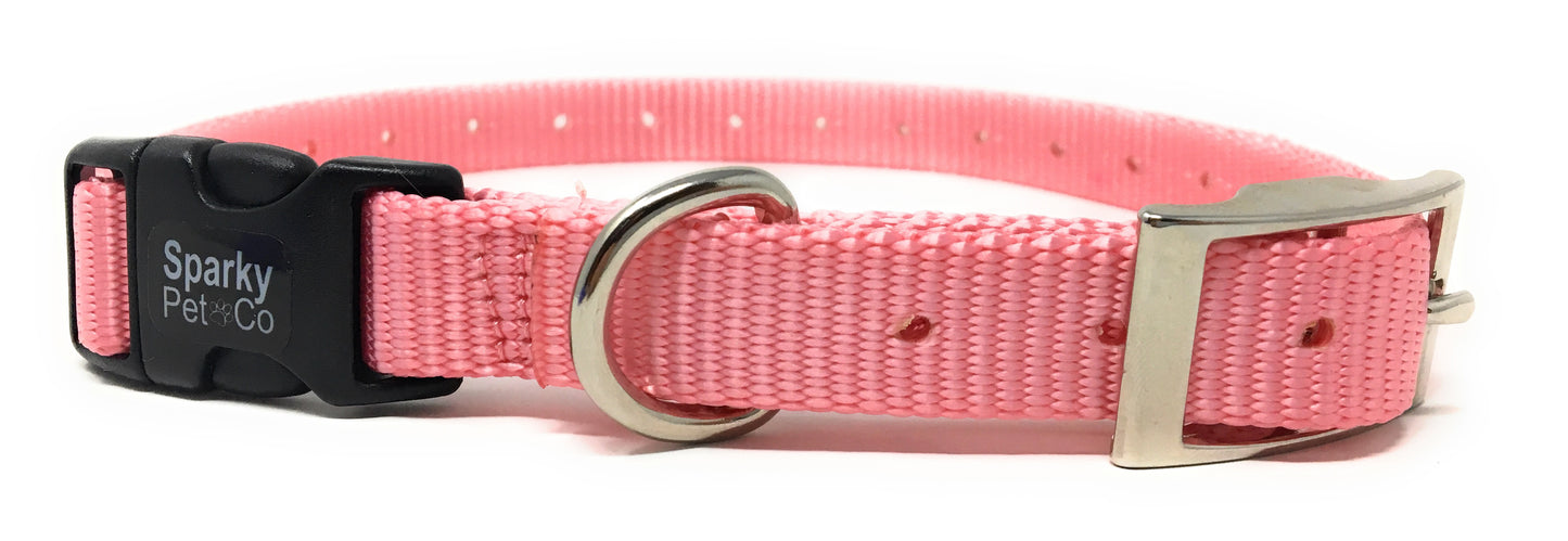 Sparky Pet Co 3/4" / 1" ECollar Replacement Strap - Easy Release Double Buckle Dog Collar - Rugged Nylon - Adjustable - D Ring - Quick Release Metal Clasp - for Invisible Fence Systems (Variants)