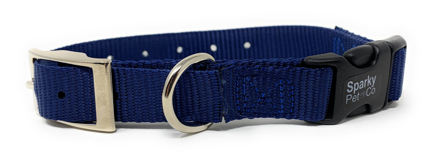 Sparky Pet Co 3/4" / 1" ECollar Replacement Strap - Easy Release Double Buckle Dog Collar - Rugged Nylon - Adjustable - D Ring - Quick Release Metal Clasp - for Invisible Fence Systems (Variants)