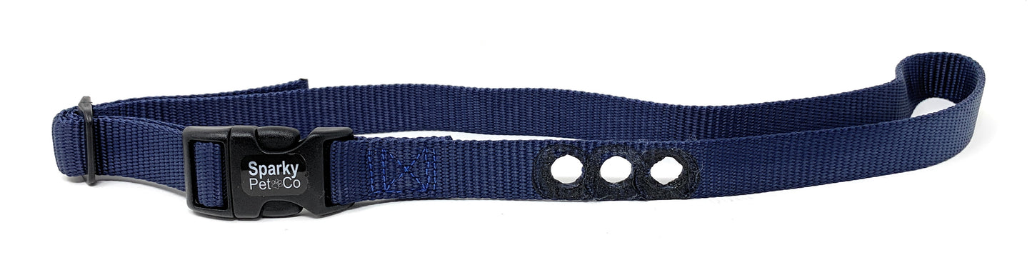Sparky Pet Co ¾” Nylon 3-Hole Consecutive Dog Fence E-Collar Receiver Strap – Heavy Duty Replacement for Bark Collars Containment Systems - Navy