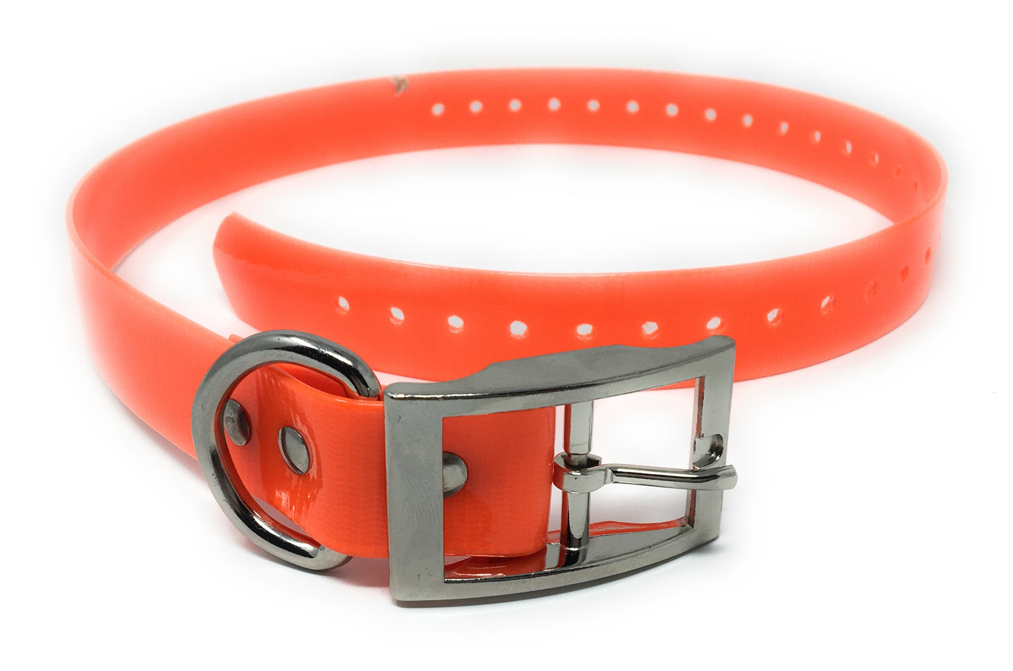 (2) SparkyPetCo 3/4" - Roller Buckle High Flex Dog Strap For Garmin Dogtra - Neon Orange