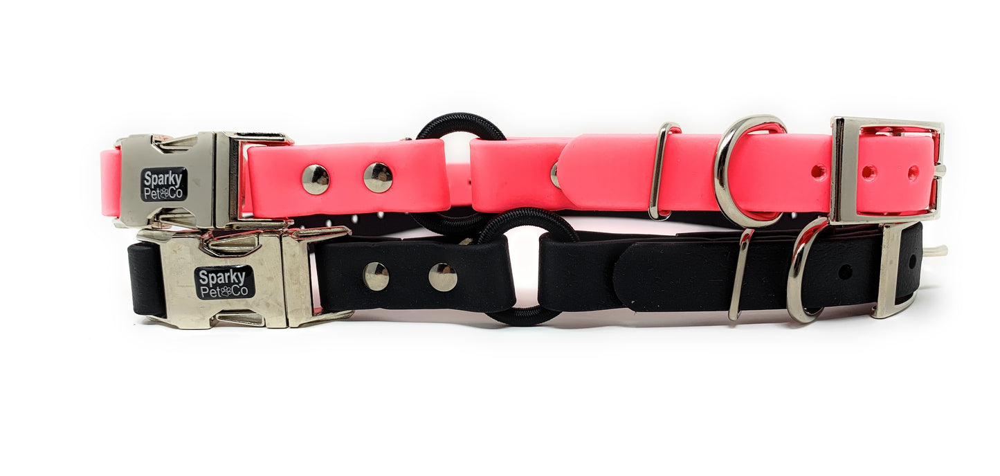 Sparky Pet Co 1" Zeus ECollar Replacement Strap Biothane Bungee Biot Double Buckle Metal Clasp - Neon Pink