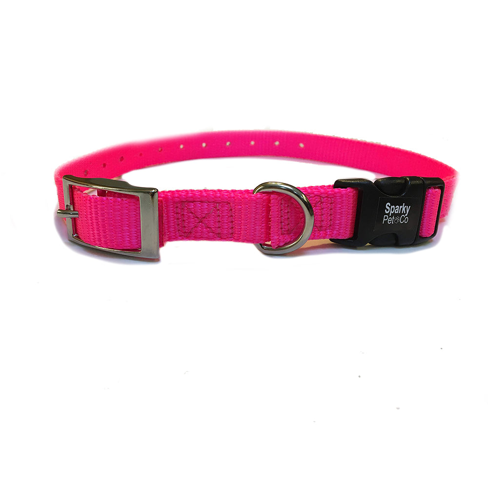Sparky Pet Co 3/4" / 1" ECollar Replacement Strap - Easy Release Double Buckle Dog Collar - Rugged Nylon - Adjustable - D Ring - Quick Release Metal Clasp - for Invisible Fence Systems (Variants)