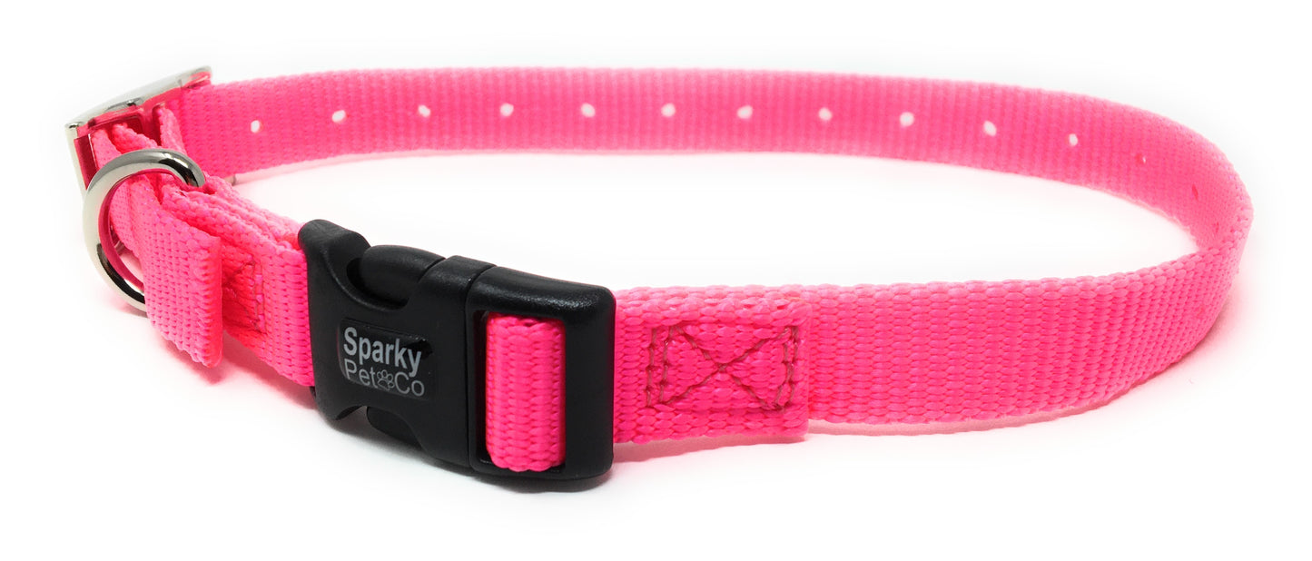 Sparky Pet Co 3/4" / 1" ECollar Replacement Strap - Easy Release Double Buckle Dog Collar - Rugged Nylon - Adjustable - D Ring - Quick Release Metal Clasp - for Invisible Fence Systems (Variants)