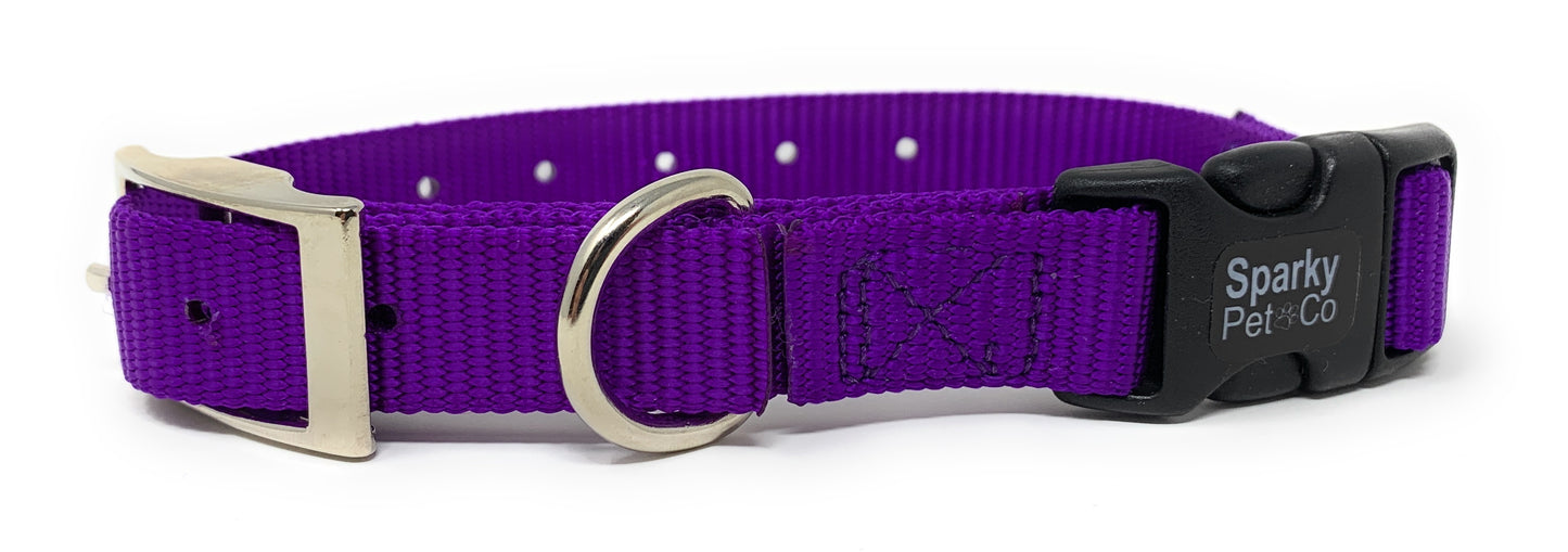 Sparky Pet Co 1" Quick Snap Nylon Double Buckle Replacement E Collar Dog Strap Teal/Purple