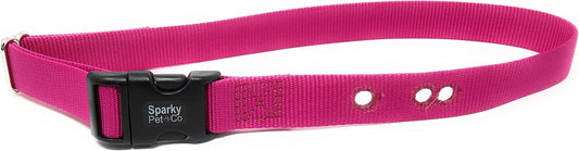 Sparky Pet Co ¾” Nylon E-Collar Replacement Strap – 3 Non-Consecutive Holes – Easy Release Buckle for Invisible Fence Systems - Raspberry