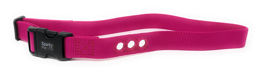 Sparky Pet Co 1” Nylon 3-Hole Consecutive Dog Fence E-Collar Receiver Strap – Universal Fit for Bark Training Systems - Raspberry