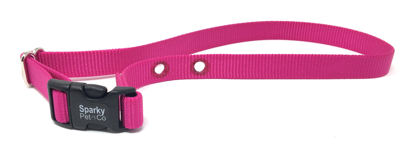 Sparky Pet Co 3/4" Nylon E-Collar Replacement Strap – 2-Hole 1 5/8" Apart – Universal Fit for Dog Fence Systems - Raspberry