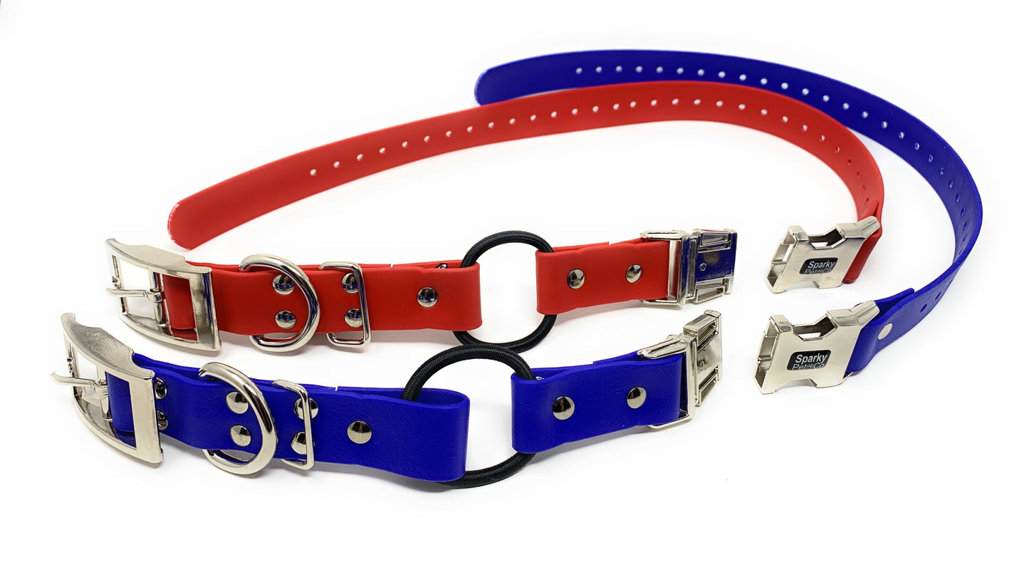 Sparky Pet Co - Zeus ECollar Replacement Strap - Bungee Loop Dog Collar - Waterproof Biothane - Adjustable - Double Buckle - Quick Snap Metal Clasp - Invisible Fence Systems - 1" x 30"- Red
