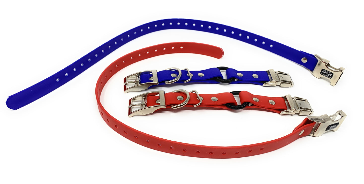 Sparky Pet Co - 1" Zeus ECollar Replacement Strap - Bungee Loop Dog Collar - Biothane - Blue