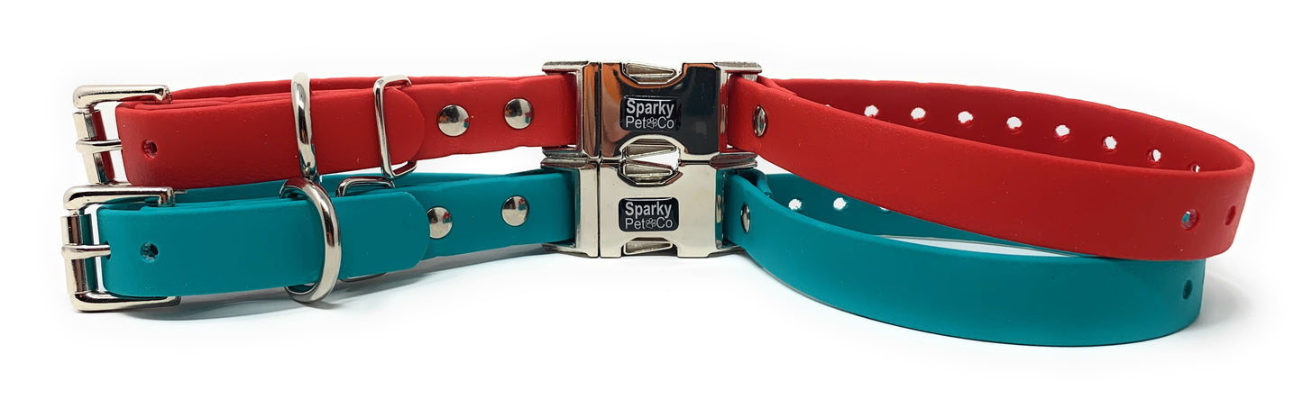Sparky Pet Co 1" Biothane Double Buckle E Collar Receiver Replacement Strap - Teal