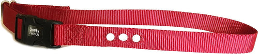 Sparky Pet Co 1” Nylon 3-Hole Consecutive Dog Fence E-Collar Receiver Strap – Universal Fit for Bark & Training Systems - Red