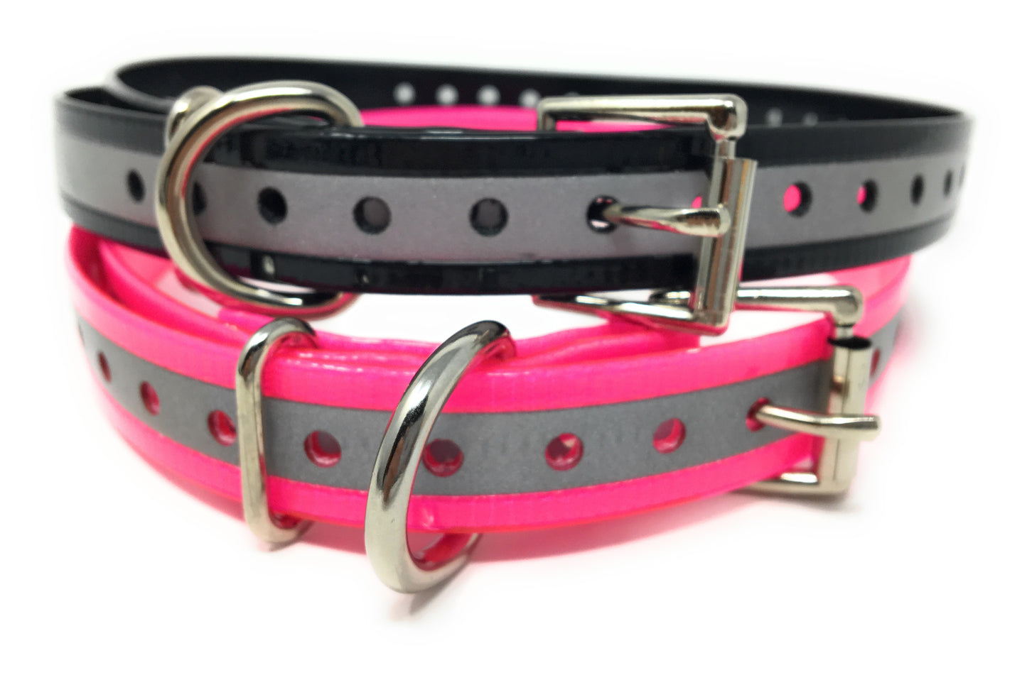 Sparky Pet Co 1" Reflective High Flex E-collar, Bark Collar Square Buckle Replacement Strap with Strip - 8 Colors